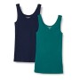 Amazon Essentials - Confezione da 2 canotte da donna, aderenti, Verde (Dark Green/Navy), US S (EU S - M)