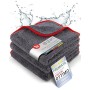 Glart 443TP Set da 3 Panni in Microfibra Soffici, con Bordo Rosso/Arancione, Morbidi, 40x40 cm