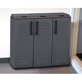 Dmora Armadio portarifiuti da Esterno o Interno, Mobile Porta 3 Sacchi a 3 Ante per Raccolta differenziata, 100% Made in Italy, 