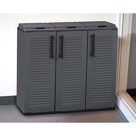Dmora Armadio portarifiuti da Esterno o Interno, Mobile Porta 3 Sacchi a 3 Ante per Raccolta differenziata, 100% Made in Italy, 