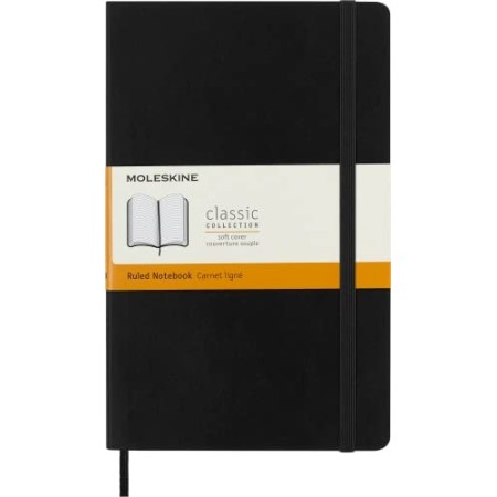 Moleskine Notebook Classic Copertina Morbida - Qaderno a Pagine Rigate , Large, Nero