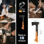 Fiskars Ascia da taglio, 35,5 cm, Rivestimento antiaderente, Acciaio/Plastica con fibra di vetro, Nero/Arancione, X7-XS, 1015618