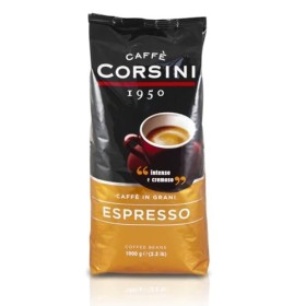 Caffè Corsini - Caffè in Grani Espresso, Intenso e Cremoso - Confezione da 1 Kg di Chicchi di Caffè Tostati