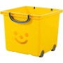 Iris Ohyama 135609 KCB-32 Smiley Kids Set di 2 cubi portaoggetti su rotelle plastica sunnyyellow/argento 33 x 32 x 35 cm