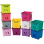 Iris Ohyama 135609 KCB-32 Smiley Kids Set di 2 cubi portaoggetti su rotelle plastica sunnyyellow/argento 33 x 32 x 35 cm