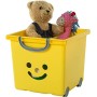 Iris Ohyama 135609 KCB-32 Smiley Kids Set di 2 cubi portaoggetti su rotelle plastica sunnyyellow/argento 33 x 32 x 35 cm
