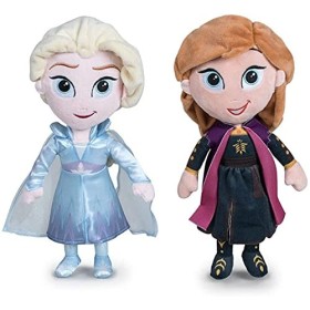 Disney - Pack 2 Peluches 11'81"/30cm Principesse di Frozen - Il Regno di Ghiaccio - Elsa + Anna qualità Super Soft