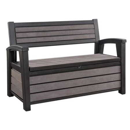 Keter Hudson Panca contenitore, Resina, Capienza 260 L, Grigio Scuro, 132.7 x 61.2 x 89 cm