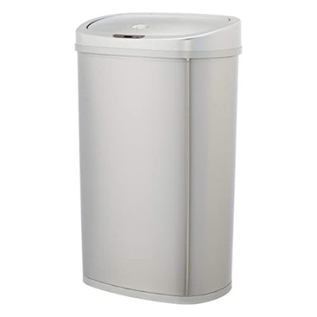 AmazonBasics - Pattumiera in acciaio inox, automatica, rettangolare, da 50 litri