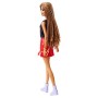 Barbie Fashionista, Bambola Afroamericana con Top Fantasia e Gonna Lucida Rossa, Giocattolo per Bambini 3+ anni, FXL56