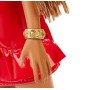 Barbie Fashionista, Bambola Afroamericana con Top Fantasia e Gonna Lucida Rossa, Giocattolo per Bambini 3+ anni, FXL56
