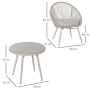 Outsunny Mobili da Giardino in Rattan Sintetico, Set 3 Pezzi Tavolino e Sedie da Giardino ed Esterno, Bianco Crema