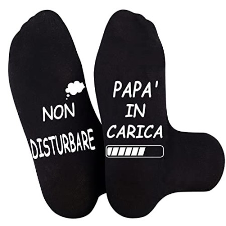 Merclix Regalo Papà / Festa del Papà - Non Disturbare Papà in Carica - Calzini Uomo Divertenti Originali Calze Uomo Regali pe