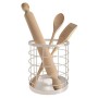 iDesign Organizer cucina per il piano da lavoro, Porta mestoli e utensili in metallo con moderno ed elegante design a rete, Port