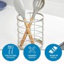 iDesign Organizer cucina per il piano da lavoro, Porta mestoli e utensili in metallo con moderno ed elegante design a rete, Port