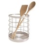 iDesign Organizer cucina per il piano da lavoro, Porta mestoli e utensili in metallo con moderno ed elegante design a rete, Port