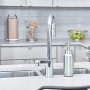 iDesign Organizer cucina per il piano da lavoro, Porta mestoli e utensili in metallo con moderno ed elegante design a rete, Port