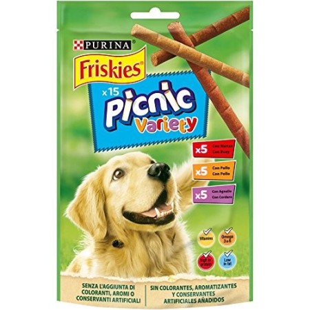 Purina Friskies Picnic Variety Snack Cane con Manzo, Pollo e Agnello, 8 Confezioni da 126 g Ciascuna