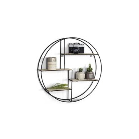 LIFA LIVING Mensole da Muro Rotonda, Mensole da Muro Design Soggiorno, Mensola da Parete con 4 Ripiani salvaspazio Cucina e Came