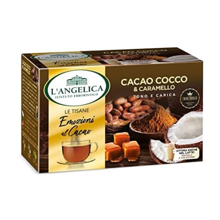 L'Angelica, Le Tisane Emozioni al Cacao, Tisana Funzionale con il Pregiato Cacao Criollo, Cocco e Caramello, Senza Lattosio, Sen