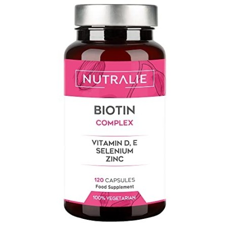 Biotina 10.000 mcg | Vitamine D e E, Selenio e Zinco | Contribuisce alla Crescita dei Capelli, Pelle ed Unghie | 120 Capsule | P