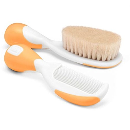 Chicco Spazzola e Pettine per Bambini, con Morbide Setole Delicate, Arancione