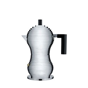 Alessi Pulcina MDL02/3 B Caffettiera per Espresso di Design in Fusione d'Alluminio e PA, 3 Tazze, Nero