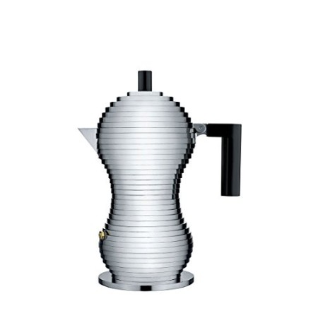 Alessi Pulcina MDL02/3 B Caffettiera per Espresso di Design in Fusione d'Alluminio e PA, 3 Tazze, Nero