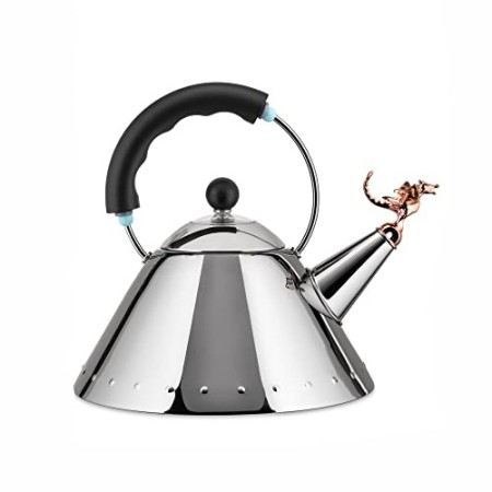 Alessi 9093REX B Tea Rex Bollitore di Design con Manico e Fischietto a Forma di Drago, Acciaio Inox, Nero