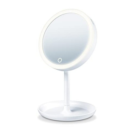 Breurer BS 45 Specchio Cosmetico con Illuminazione LED Regolabile, Ingrandimento 5X e Base Porta Oggetti - 40 g