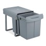 Relaxdays cucina Pattumiera Estraibile con 2 Secchi, Bidoni Raccolta Differenziata Sotto Lavello, 2x20 L, 41x34x52 cm, grigio, A
