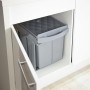 Relaxdays cucina Pattumiera Estraibile con 2 Secchi, Bidoni Raccolta Differenziata Sotto Lavello, 2x20 L, 41x34x52 cm, grigio, A