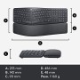 Logitech ERGO K860 Tastiera Split Wireless Ergonomica con Supporto per i Polsi, Digitazione Comoda, Tessuto Antimacchia, Windows