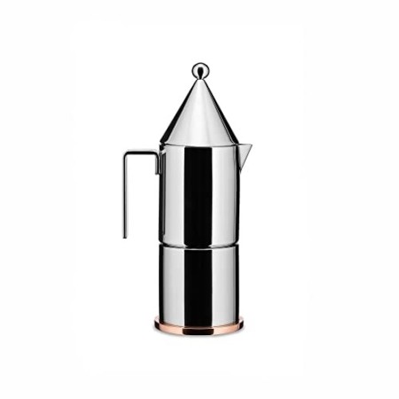 Alessi La Conica 90002/3 Caffettiera di Design, Acciaio, Inox, Fondo in Rame, 3 Unità