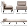 homcom Poltrona Letto Singolo con Materasso e Cuscino Imbottito, Telaio in Metallo e Schienale Regolabile 90-180°, Beige