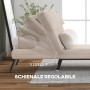 homcom Poltrona Letto Singolo con Materasso e Cuscino Imbottito, Telaio in Metallo e Schienale Regolabile 90-180°, Beige