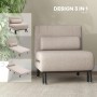 homcom Poltrona Letto Singolo con Materasso e Cuscino Imbottito, Telaio in Metallo e Schienale Regolabile 90-180°, Beige