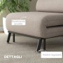 homcom Poltrona Letto Singolo con Materasso e Cuscino Imbottito, Telaio in Metallo e Schienale Regolabile 90-180°, Beige