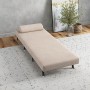 homcom Poltrona Letto Singolo con Materasso e Cuscino Imbottito, Telaio in Metallo e Schienale Regolabile 90-180°, Beige
