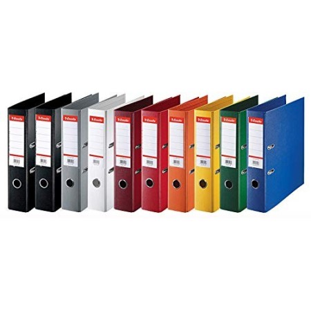 Esselte 624177 Raccoglitori ad Anelli, Dorso Standard: 75 mm, Confezione da 10 Pezzi, Colori Assortiti