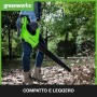 Greenworks Tools Soffiatore Assiale per Foglie a Batteria G24AB (Li-Ion 24 V 160 km/h Velocità dell'Aria 330 CFM del Flusso d'a