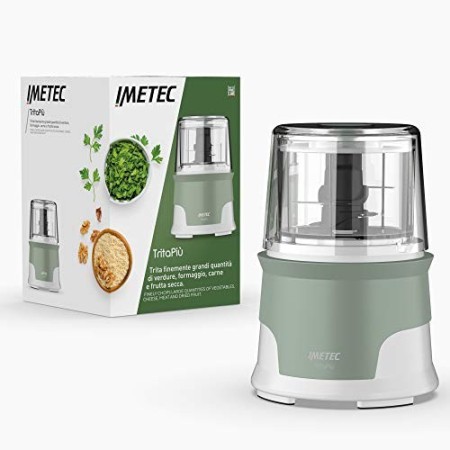 Imetec Tritapiù Tritatutto, 4 Lame in Acciaio Inox, Capiente Contenitore 600 ml, 18.000 Giri/min, Funzionamento a Pressione, 10