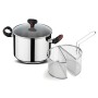 Lagostina 10248020922 Pentola Multicottura con Doppio Cestello, Coperchio in vetro forato, Alluminio, Argento, 22 cm, 5 Litri