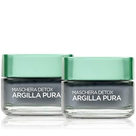 L'Oréal Paris Trattamenti Maschera per il Viso Argilla Pura Detox con Carbone, Detossina e Illumina la Pelle, 50 ml, 1 Confezio