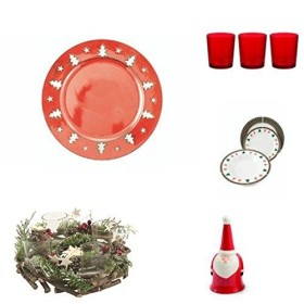 Galileo Casa Kit Natale Set da Tavola, Porcellana, Rosso, 60x40x40 cm, 35 unità