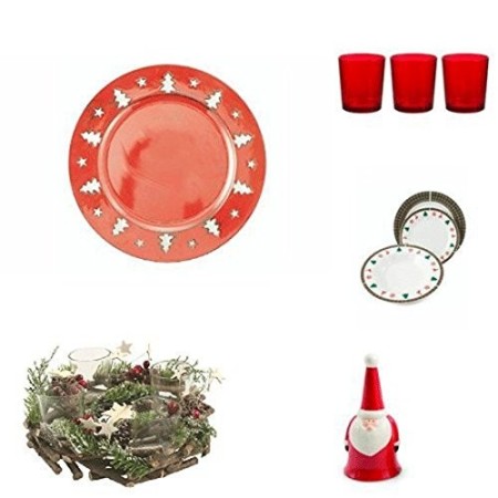 Galileo Casa Kit Natale Set da Tavola, Porcellana, Rosso, 60x40x40 cm, 35 unità
