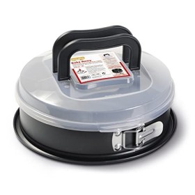 Guardini Bake Away, Tortiera apribile 26cm con coperchio per trasporto, Acciaio con rivestimento antiaderente, Colore nero
