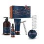 King C. Gillette Kit Completo Per Cura Barba Uomo: Rasoio di Sicurezza + 15 Lamette + Detergente, Balsamo e Olio per Barba e Vis