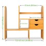 JingPeng Organizer da scrivania per ufficio, ripiano in bambù regolabile, libreria con 2 cassetti, organizer da scrivania, libr