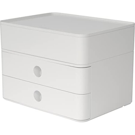 HAN 1100-12 - Cassettiera SMART-BOX PLUS ALLISON, design moderno, con 2 cassetti e porta utensili, colore: snow white